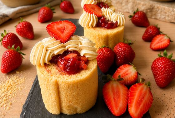 Rollo Suave de Fresa y Crema